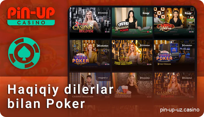 PIN Up o'yinlari qimorbozlar uchun jonli poker.