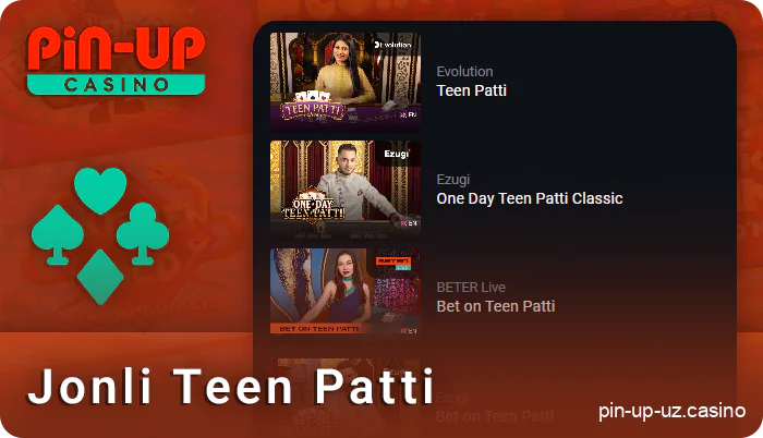 Teen Patti-ni PIN Up-da krupier bilan onlayn o'ynang